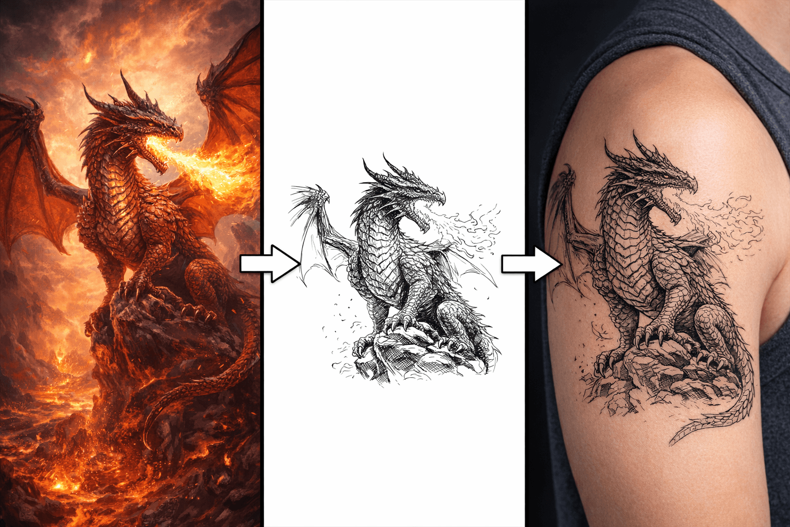 Tattoo-ready concepts generated by AInker AI from uploaded images