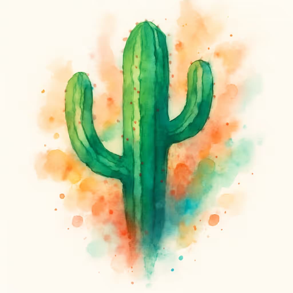 Cactus Tattoo Watercolor Dream | Artistic Splash Design