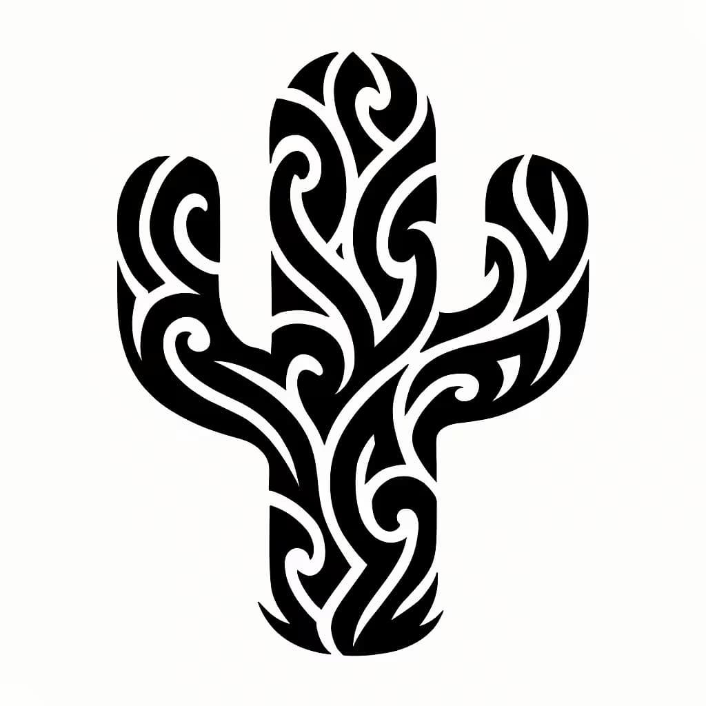Cactus Tattoo: Tribal Motif for Bold Expression