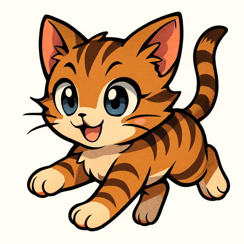 Cat Tattoos: Anime Curious Kitten Tattoo Design