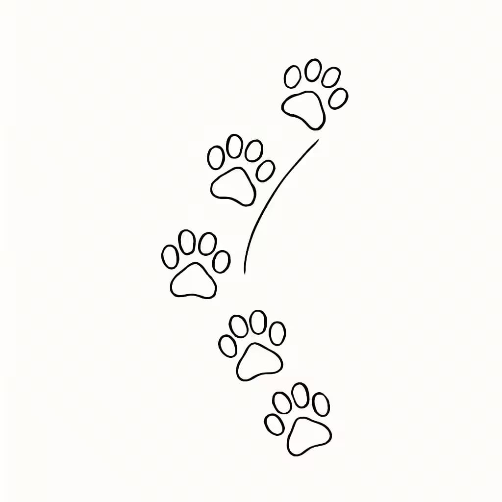 Cat Tattoos: Minimalist Cat Paw Print Trail