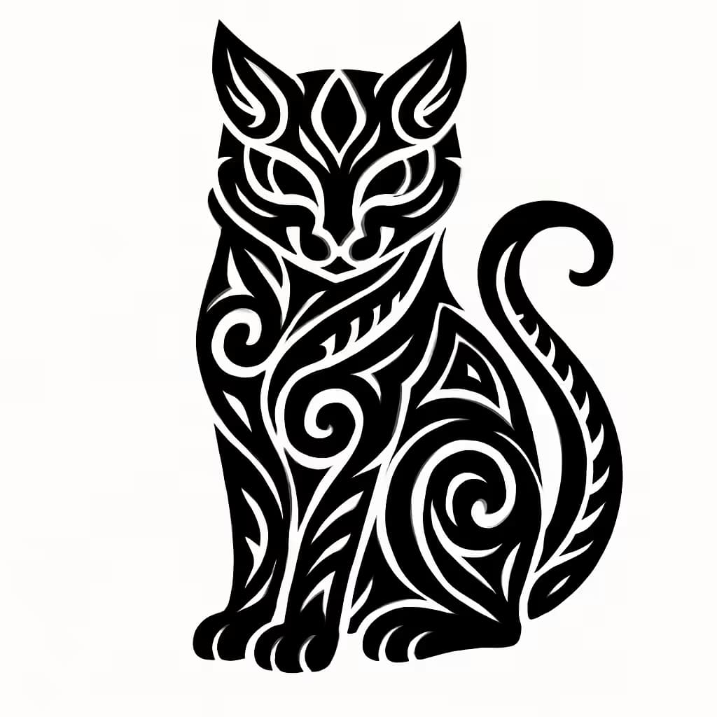 Cat Tattoos Tribal Cat Motif Design